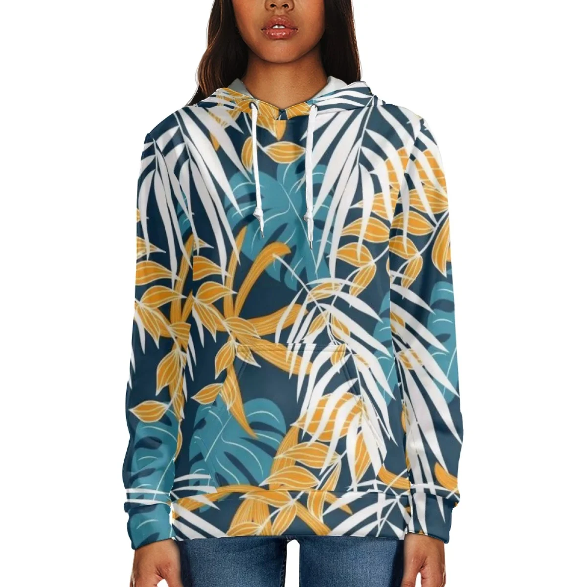 Custom Print Hwaii Monstera Hoodies For Girl Wholesale Contractor 3D Digital Printing Polyester  Tropical botanical Hoodies