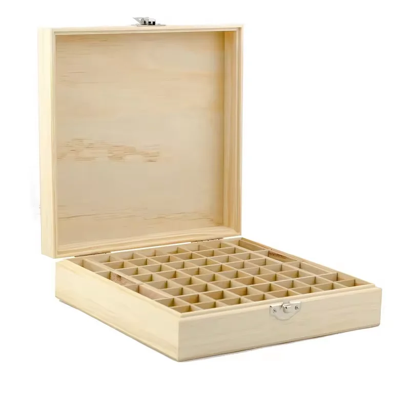 Custom Unfinished Pine Wood Wooden Perfume Bottle Package Container Wooden Essential Oil Roller Box