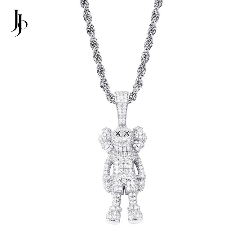JOJO Fashion Gold Plated Iced Diamond Hip Hop Cartoon Doll Pendant Necklace For Rapper Jewelry