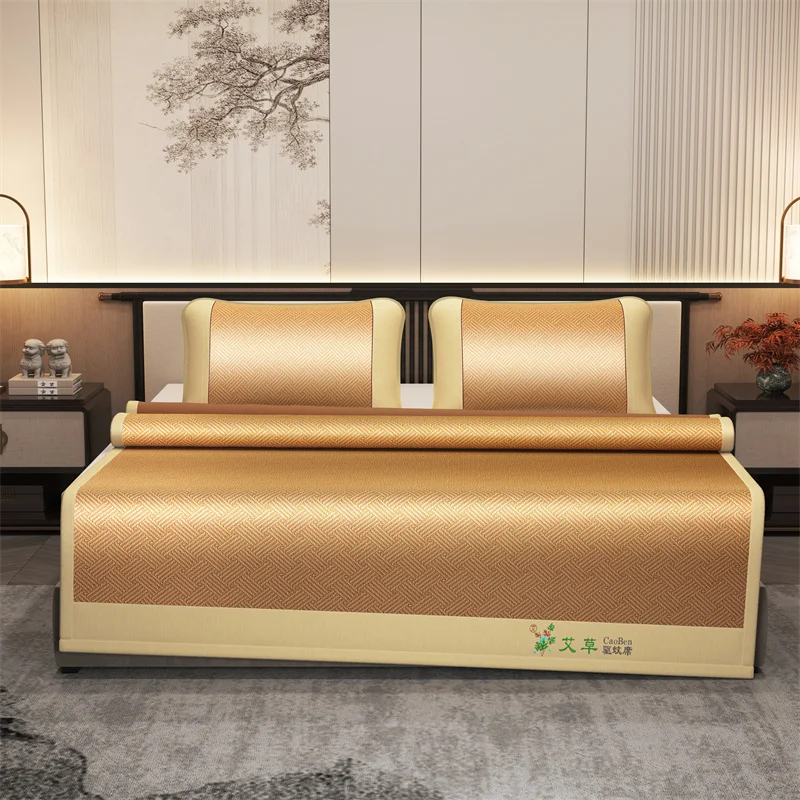 Summer Herbal Sleeping Mat Fast Cooling Sleeping Mattress Foldable Summer Bed Mat Cooling Bed Sheet Set for Home School Dorm
