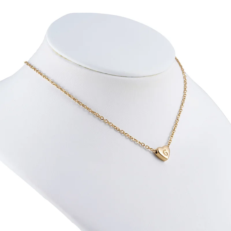 DAIHE Fashion Jewelry 18k Gold Plated Letter Necklace Stainless Steel Heart Pendant Necklace for Women