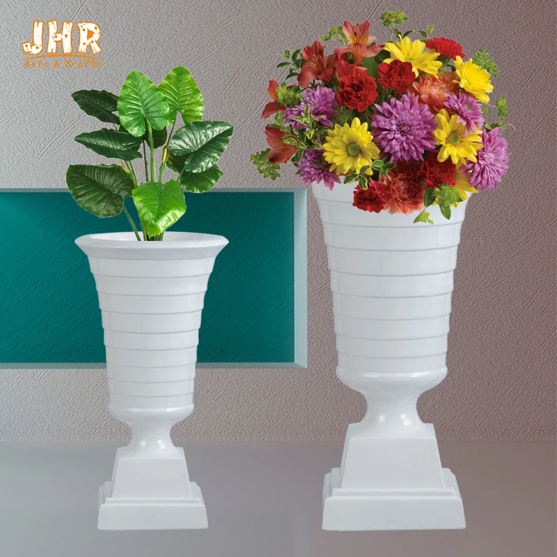 82CM Height Modern Glossy White Trumpet Polyresin Wedding Centerpiece Table Vase