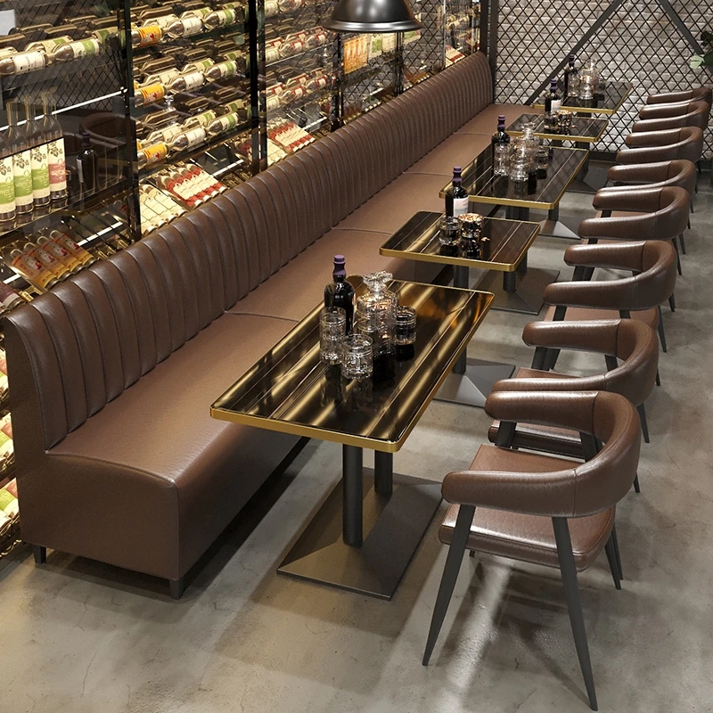 Factory Wholesale Design Imitation Leather Restaurant Booth Seating Bar Furniture Sets Pub Tables And Chairs