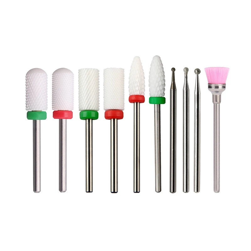 Professional Safety 6PCS Ceramic Nail Drill Bits Set Manicure Clean Cuticle Gel Remove Nail File Bits Kits for Acrylic Nail