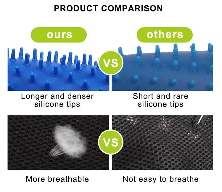 Hot Sale 5-fingers Pet Hair Grooming Shedding Long & Short Fur Dog and Cat Deshedding Brush Glove