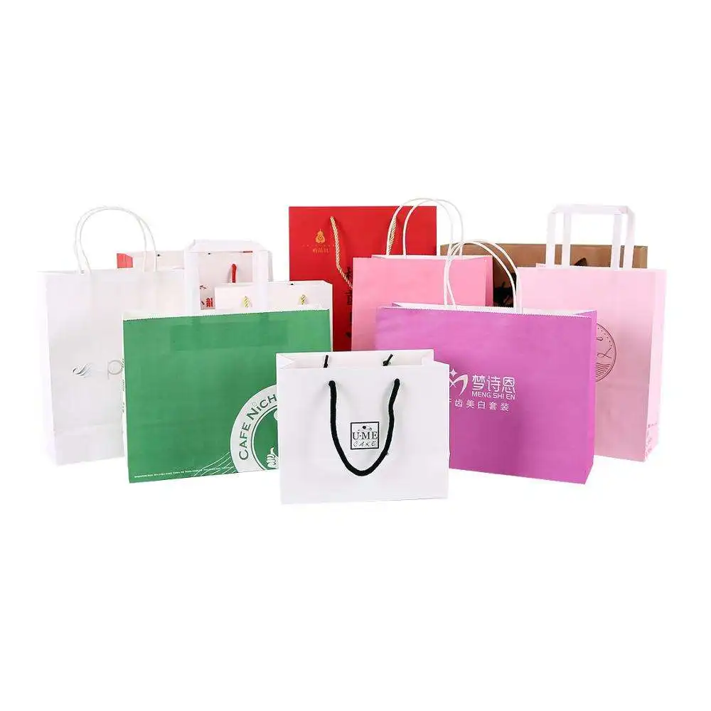 Top Quality Custom logo Printed Paper Bag for Gift /clothes Packaging Paper Shopping Bag with Die Cut Handle