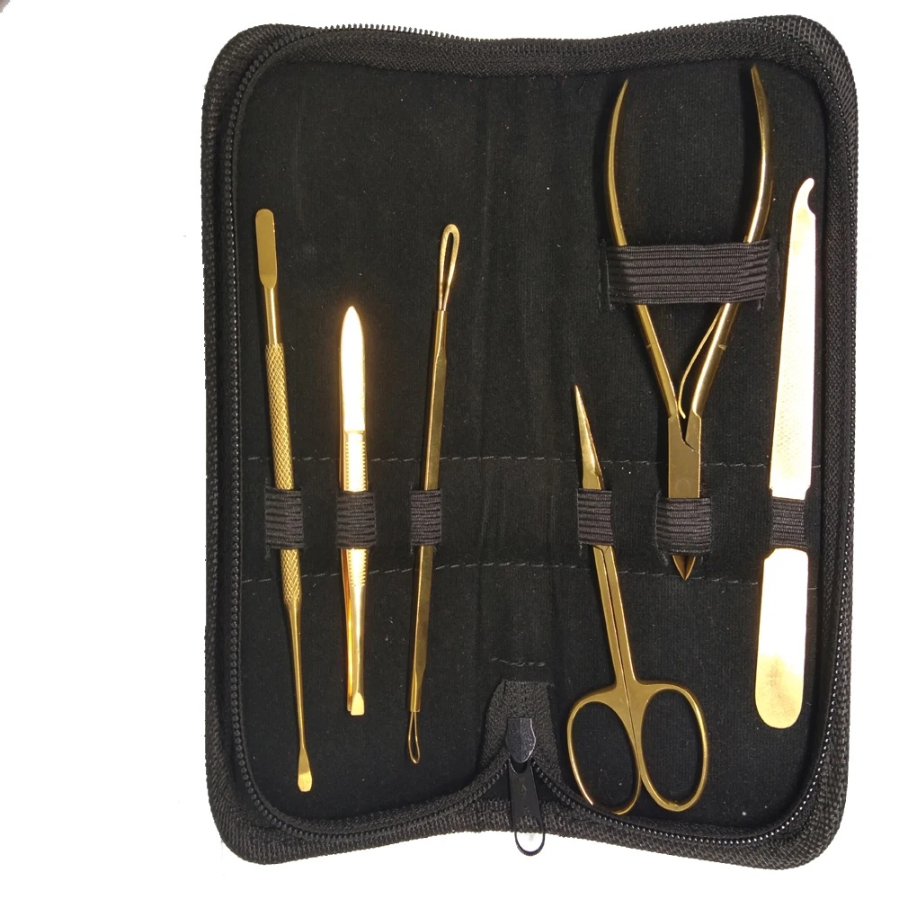 
 Домашнего хозяйства МЗ нержавеющей стали, косметический набор, набор состоит из 6 предметов для маникюра и педикюра, инструмент комплект ювелирных изделий в золотой цвет  