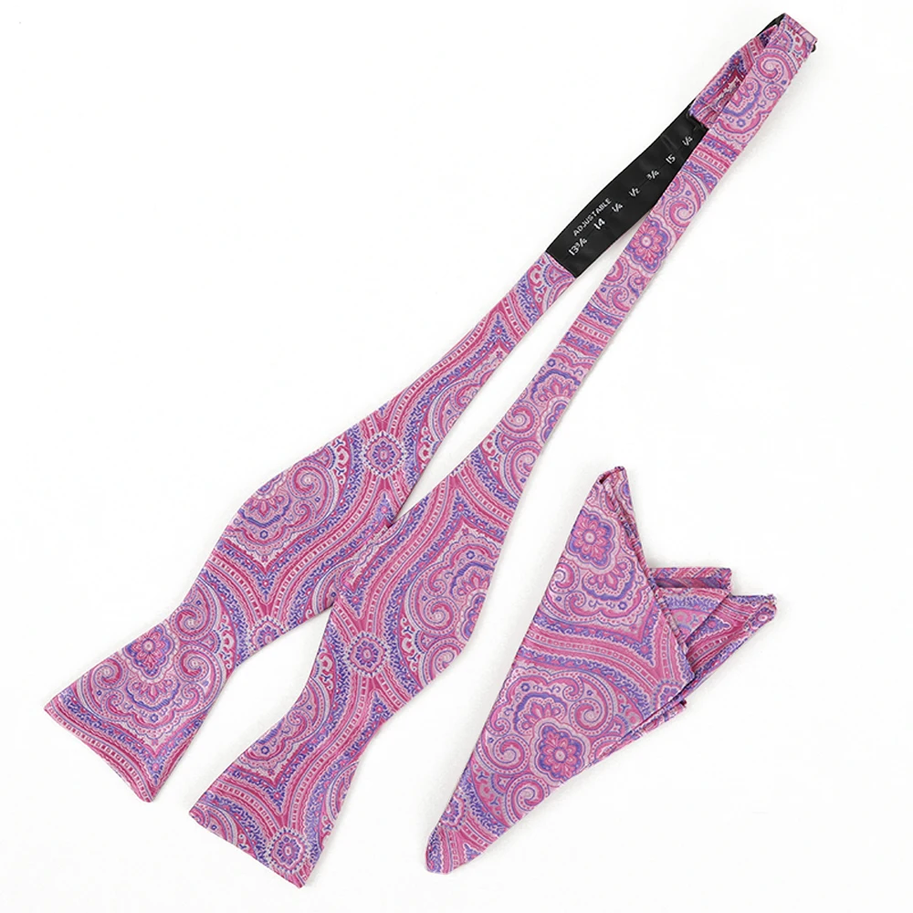 Мужской модный жаккардовый галстук-бабочка «пейсли» для смокинга, набор носовых платков из микрофибры машинной стирки