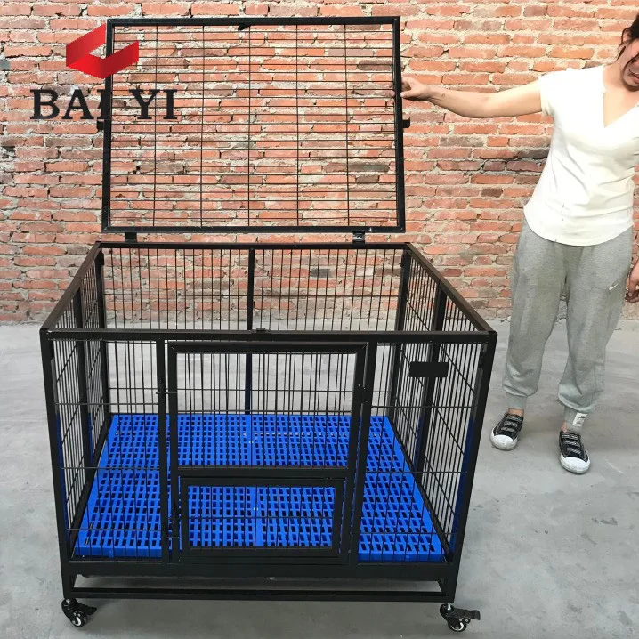Baiyi Direct Sale Heavy Duty Square Tube Dog Cage With Wheels