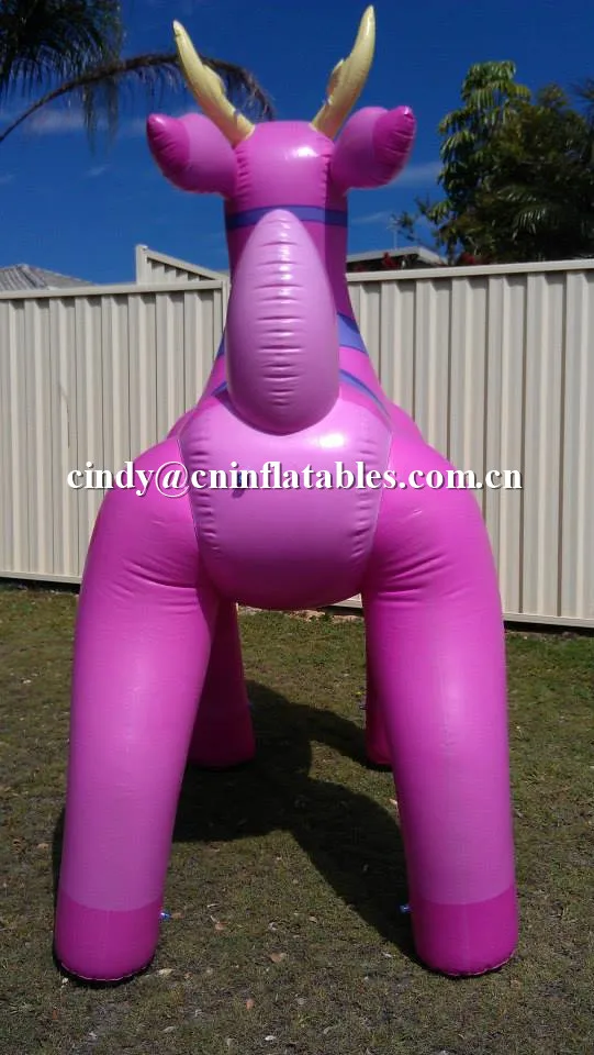 pink pvc inflatable reindeer model party inflatable animal toys durable ride on toys for sale