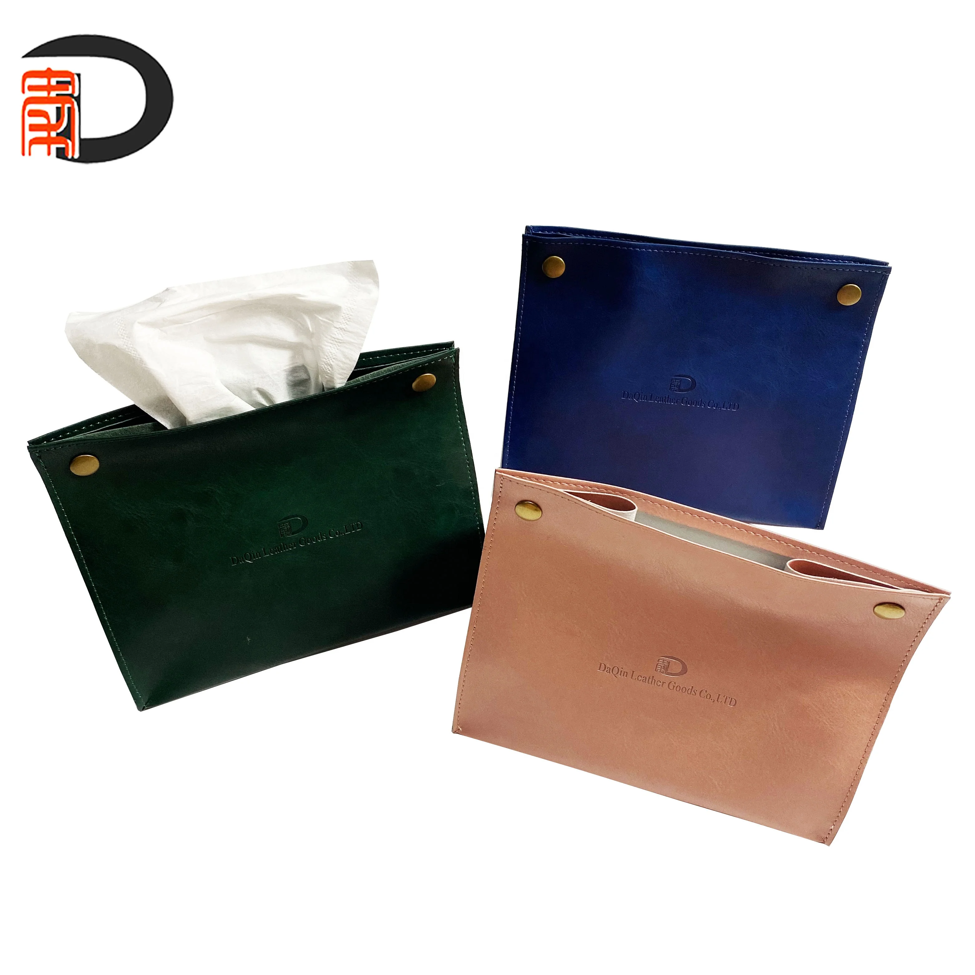 New arrival soft foldable PU Leather facial tissue box with custom logo