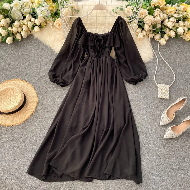 Luxury Elegant Dresses Women Summer Pleated Party Dress Lady Slim Long Sleeve Midi Dress Evening Stretch