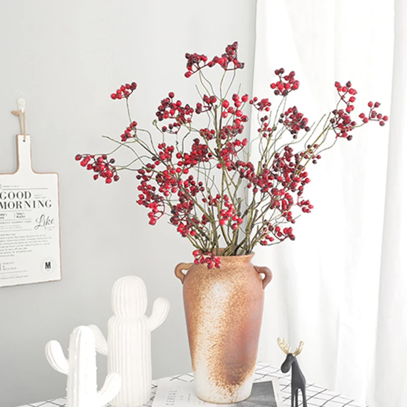 ZHUOOU High Quality Foam Cranberry Berry Branches Beautiful Berry Stem for Home Decoration