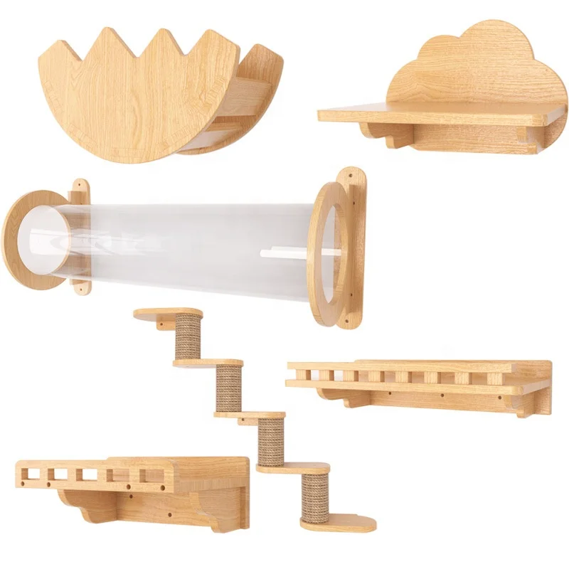 Sustainable All-Solid Wood Cat Climbing Frame Hanging Wall Cat Nest Tree