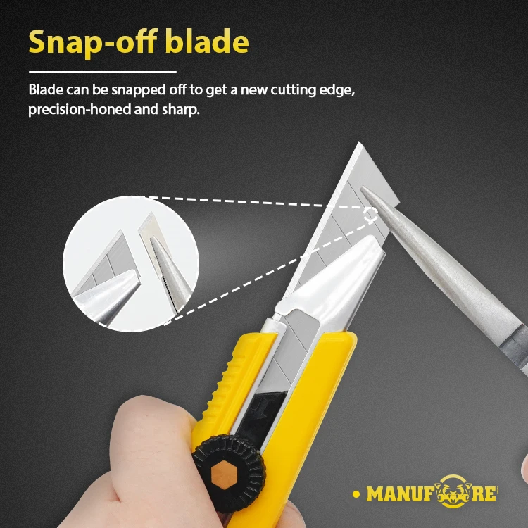2022 Manufore 18 mm Snap-off Knife Plastic ABS Handle Safety Cutter Knife Paper Cutter Blade Knife Blades Box Cutters Custom