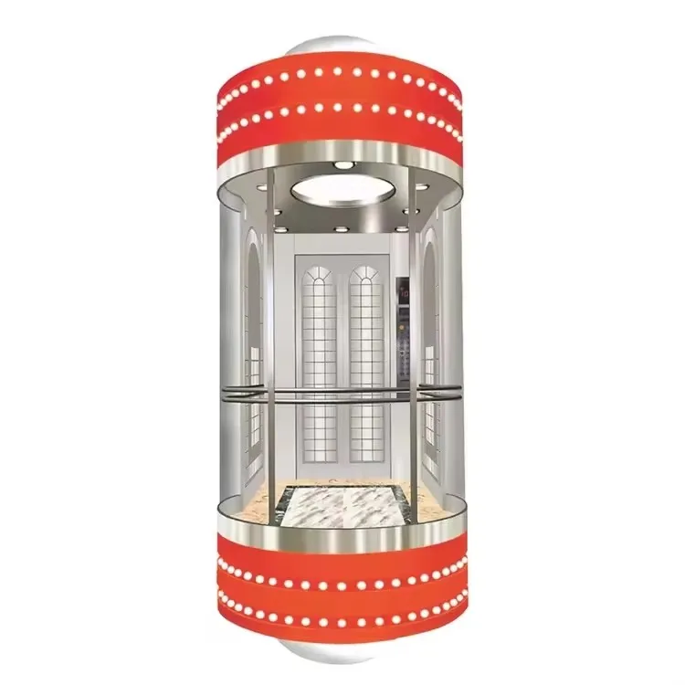 Fuji Modern Design Round Glass Panoramic Passenger Elevator Lift Without Machine Room for Villa and Hotel Sightseeing
