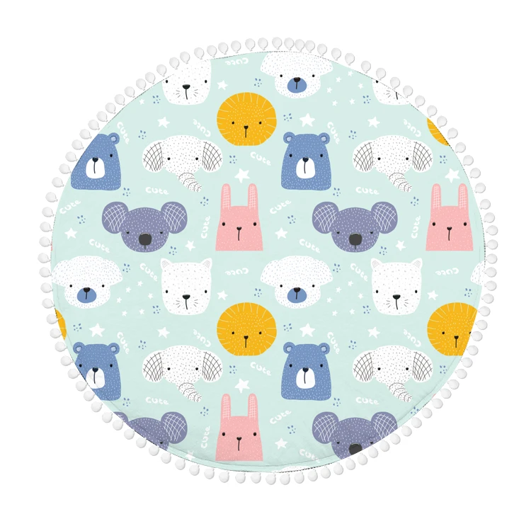 2021 Amazon Hot Selling Christmas Ultra Soft Material Non-slip Material Blanket Circle Easy Clean Play Mat