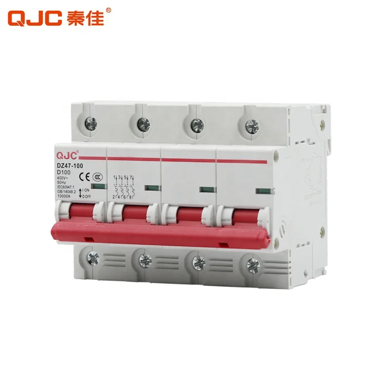  QJC Китай оптовая продажа DZ47-100 4 Pole MCB 100 Amp миниатюрный автоматический