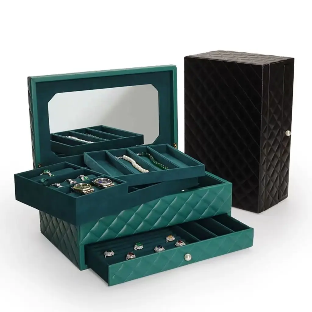 Portable Jewelry Bag Storage Jewellery Ring Bracelet Binder Book Wallet Shape Box Case Travel Pu Leather Earring Pouch Organizer