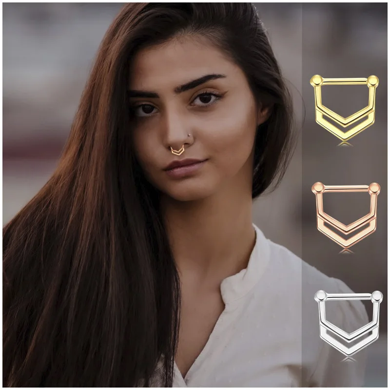 Fashion Cartilage Piercing Jewelry Small Bee Charm 316L Surgical Stainless Steel Hoop Nose Piercing Ring Seamless Septum Ring