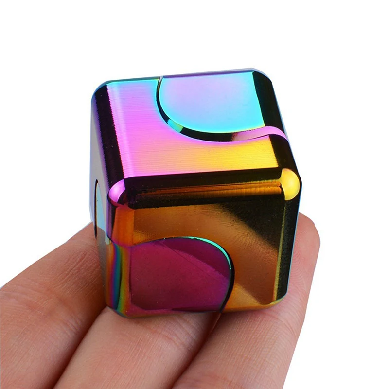 Newest Product High Speed Square Anti stress Decompression Fidget Rotating Finger Cube Metal Alloy Hand Spinner Spin Cube