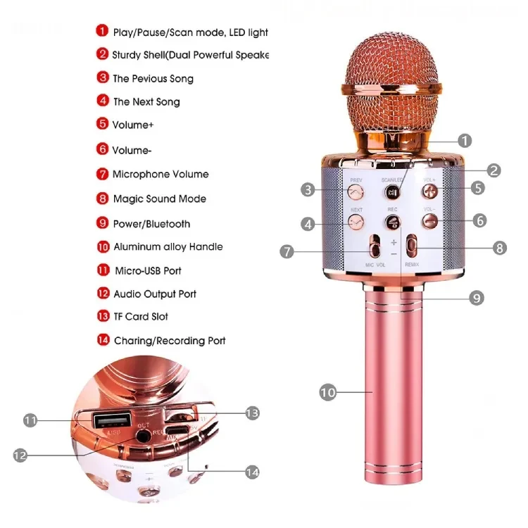 Wholesale high quality professional speaker portable handheld studio microphone wireless