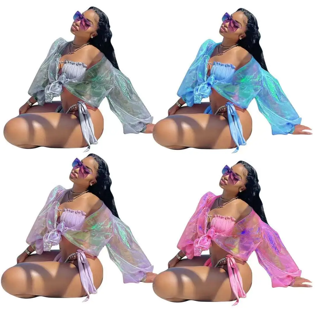 Лидер продаж 2021, модная накидка для женщин, дышащая свободная цветная модная прозрачная накидка, Пляжная и повседневная одежда