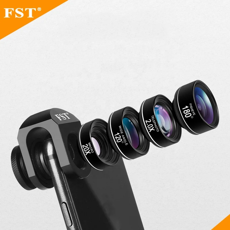 
 FST 4-in-1 lens is suitable for Smartphone wide-angle macro 2-in-1 fisheye portrait camera lens  