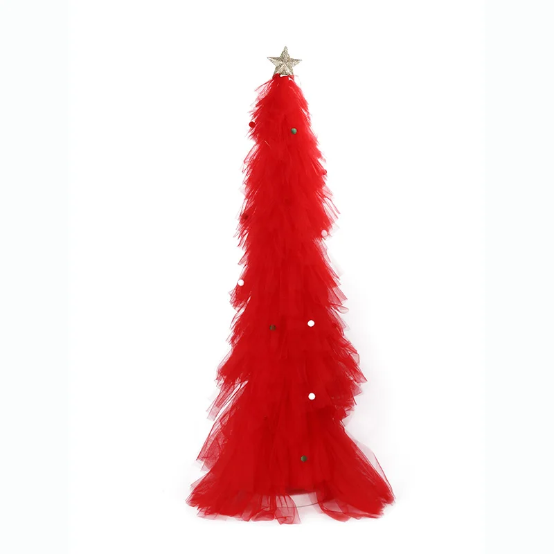 Christmas Tree Decorate Green Tulle Fabric Glitter Pompom Ball for Party Christmas Artificial Tree