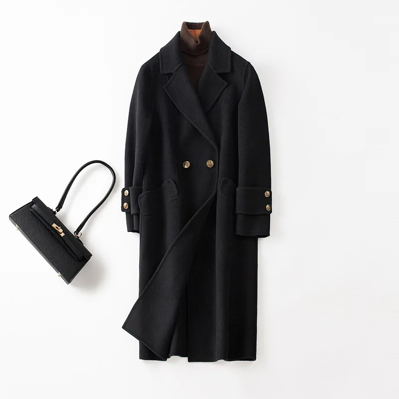 High Quality Women Jacket Elegant Formal Women Long Nude Lady Wool Coat