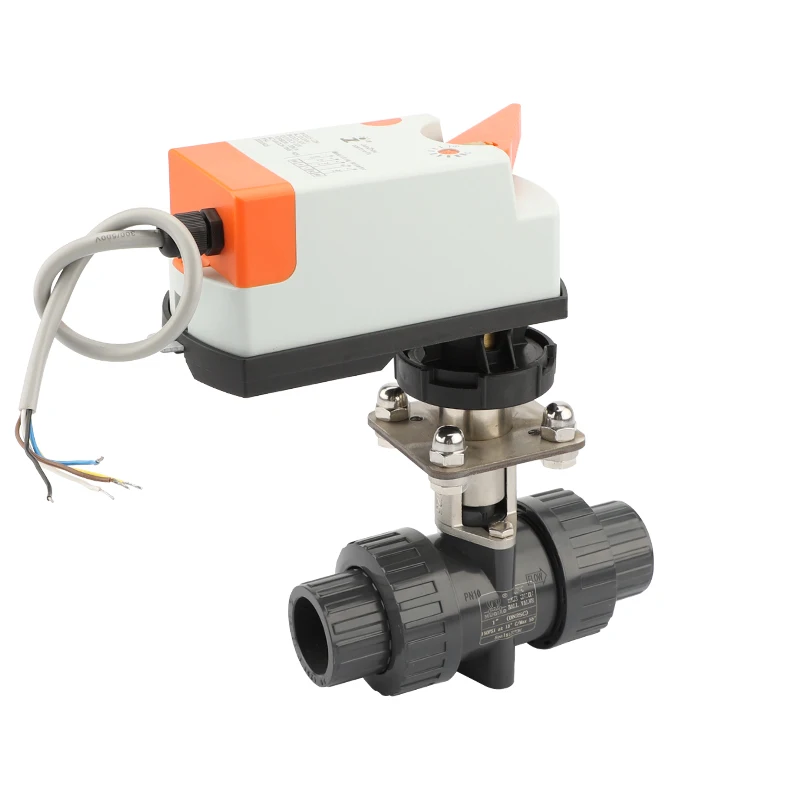 Customizable 0-10V/4-20mA Analog Control Electric Actuator UPVC Ball Valve with Manual Power Plastic Material OEM Supported