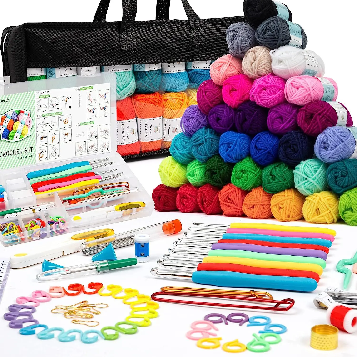 Crochet Hook Kit Storage Bag Weaving Knitting Needles Set Diy Arts Craft Accessories Crochet Supplies
