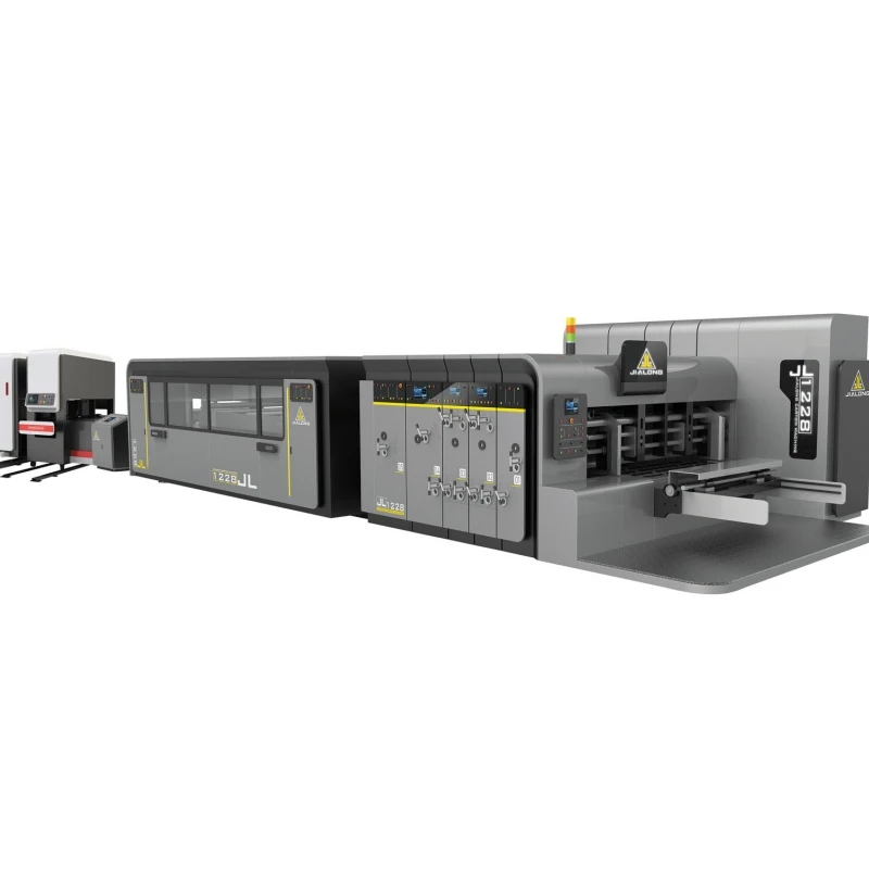 Carton box production line/ automatic flexo printing die cutting with folding gluing strapping machine