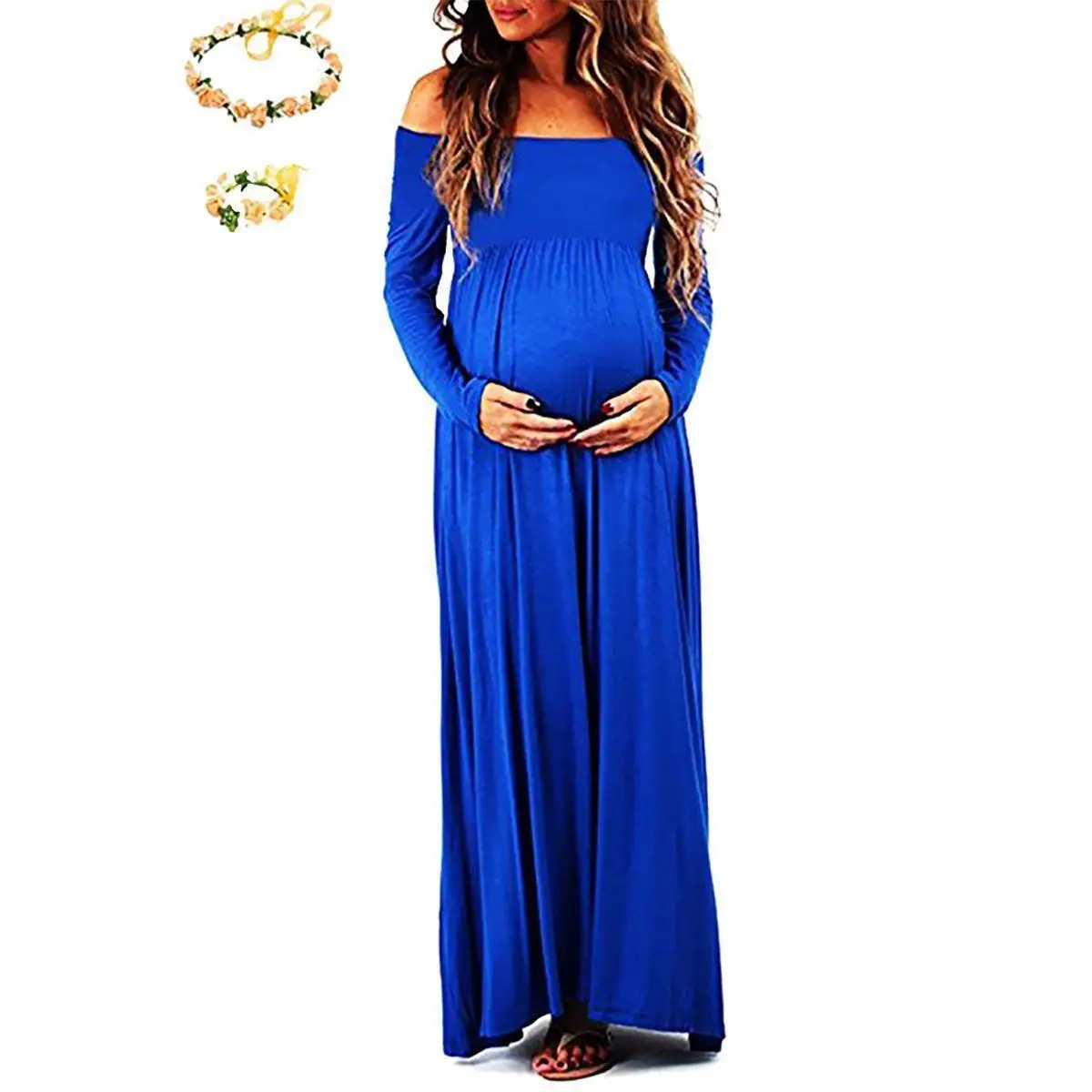 2021 High Quality Women Pregnancy Fashion Elegant Long Sleeve Dress For Photo Shoot Pregnant Clothes Wholesale Free Shipping