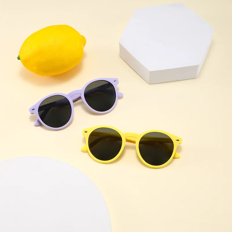 2023 модные круглые силиконовые детские поляризационные солнцезащитные очки с защитой от ультрафиолетового излучения