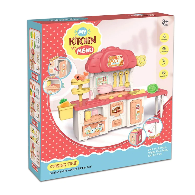 Wholesale Children Pretend Play Snack Shelf Toy Family Kids Miniature Kitchen Cabinet Sets Cooking Table Kitchen Toys