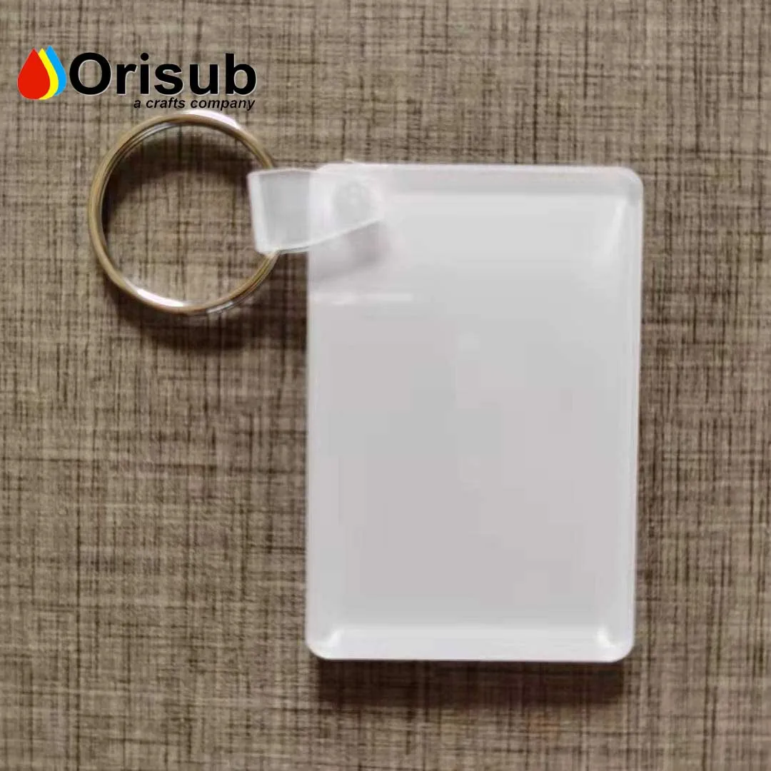 Clear white sublimation rectangular acrylic key chains for heat pressing