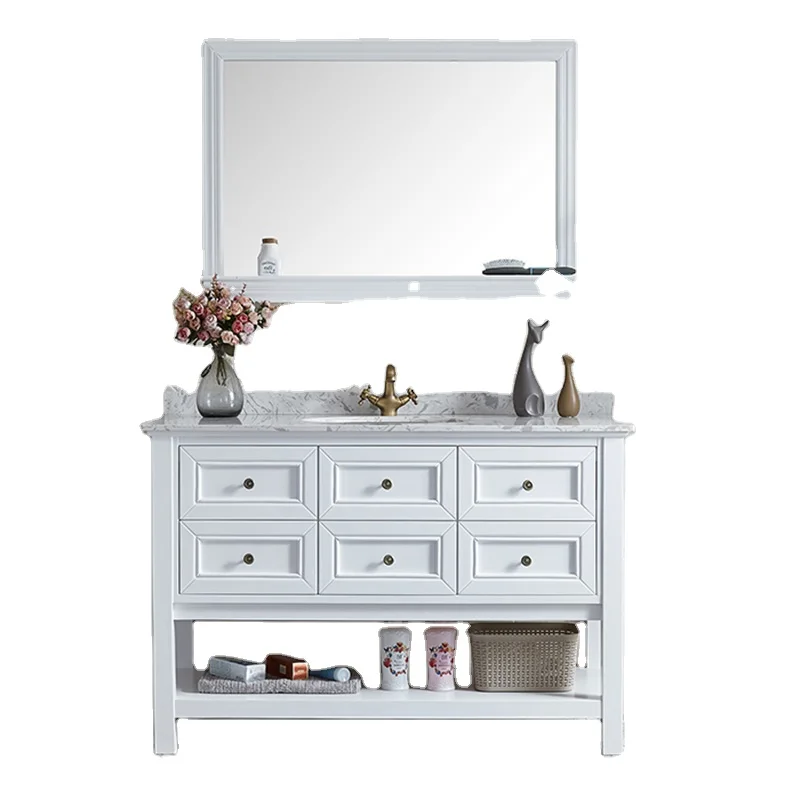 48 дюймов Американская белая Одиночная раковина для ванной комнаты с искусственной мраморной поверхностью