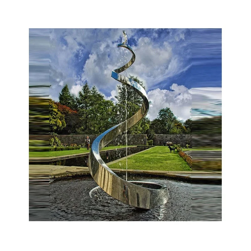 Modern Art Garden Fountain Customized Stainless Steel Outdoor Sculpture