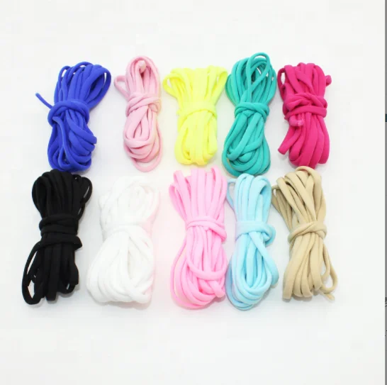 large Manufacturer polyester spandex 5mm flat Dyed many colorful colors earloop elastic rope for face mask