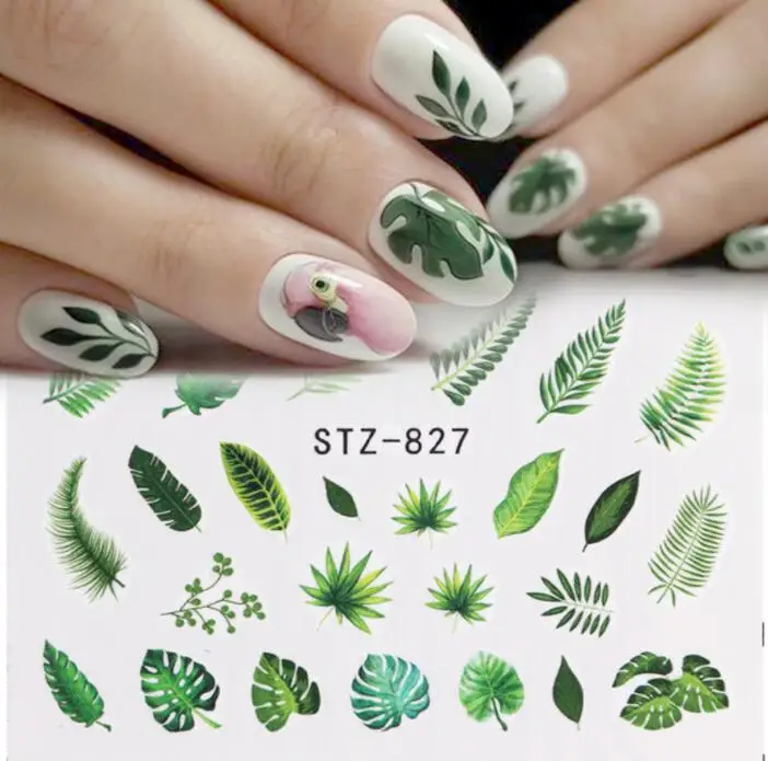 3D Nail Art Sticker Decals Leaves Water Transfer Decal Sliders Tips Wrap Salon Manicure Decoration