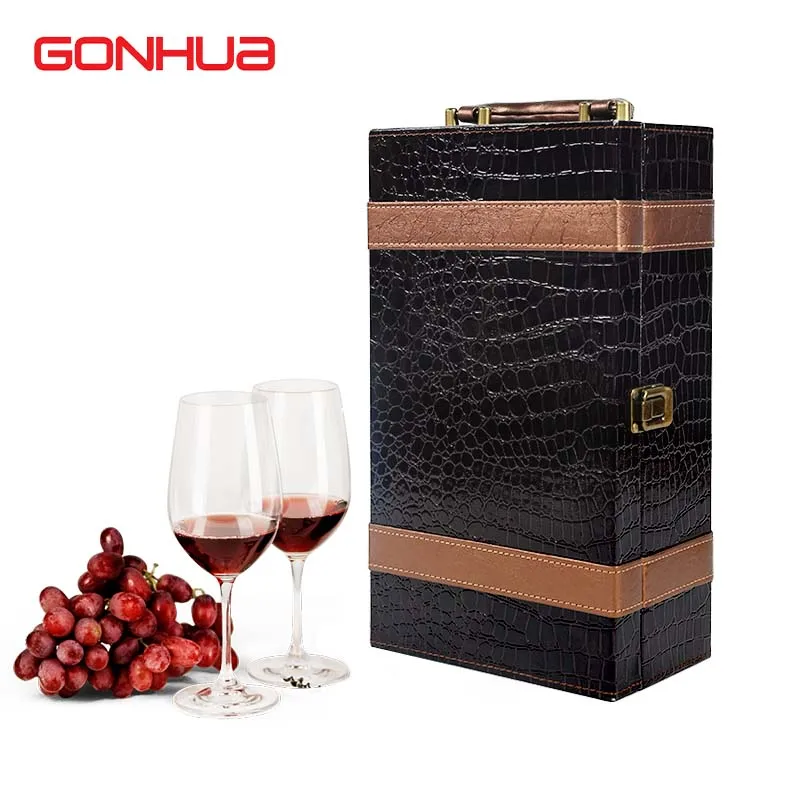 GONHUA Cheap price pu leather wine set gift box with wine set custom logo whisky red wine box packaging