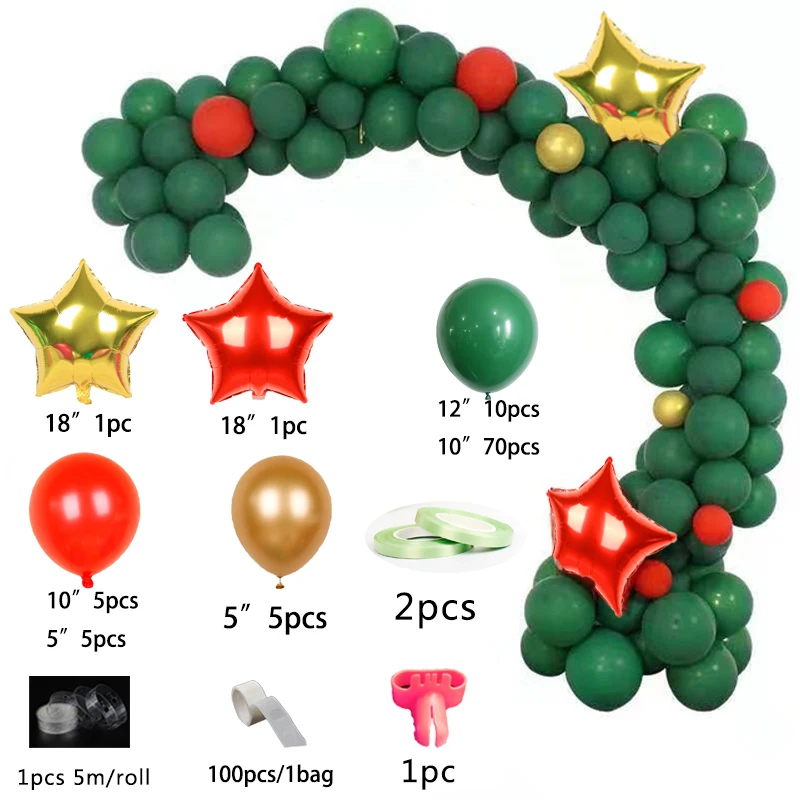 102pcs dark green latex christmas arch set Merry Christmas 2022 Happy New Year party scene decoration balloon supplies