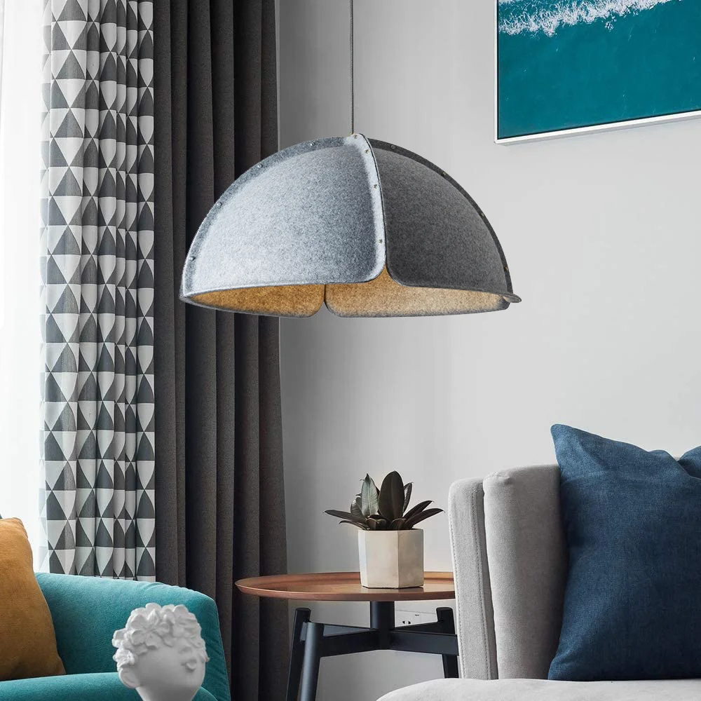 High Quality Recycled Material Felt Lamp Modern Hanging Acoustic Lights Chandeliers Sound Absorbing Fabric Felt Pendant Light