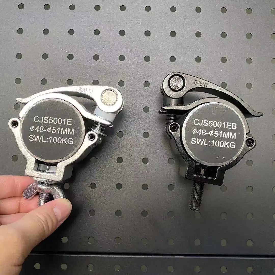 Tube 48-51mm Load 100kg Pipe Clamp Truss Hook Aluminum Stage Lighting Truss Clamp Hook Mini 360 QR G5001E