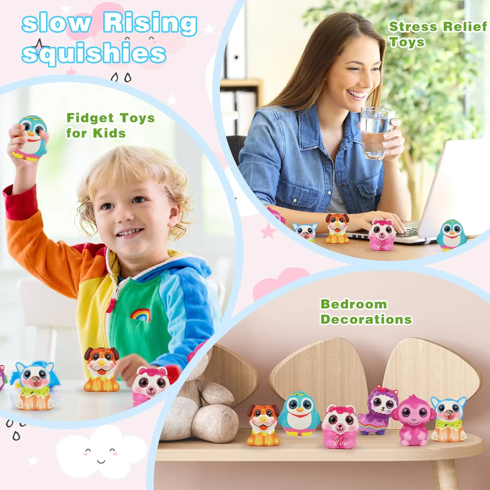 Hot Sale 6PCS Animal Squishies Slow Rising Squishy Toy Soft Monkey Dog Penguin Sheep Jumbo Kawaii Stress Relief Squeeze Toy