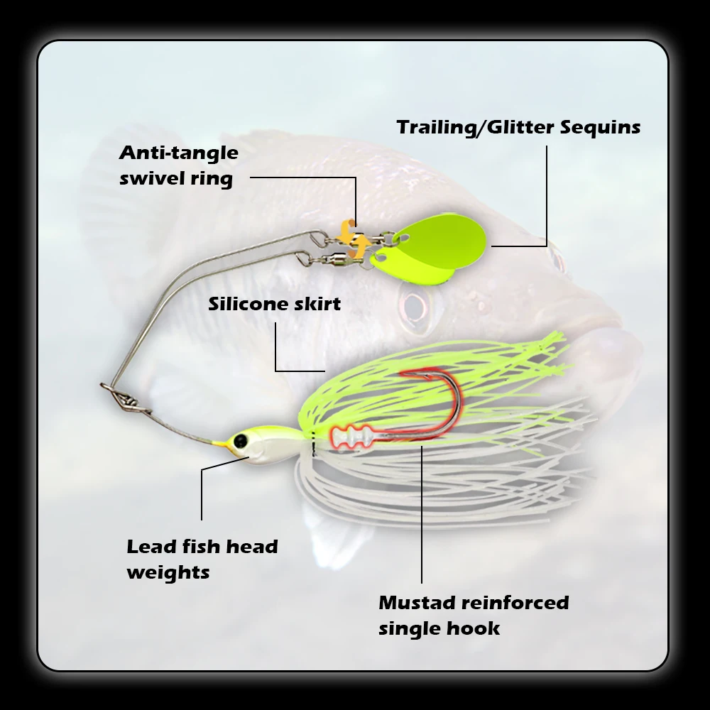 5g/7g Buzzbait Hybrid Weedless Blade Lure SpinnerBait Silicone Stripe Skirts Spinner Bait Jigs with Mustad Hook