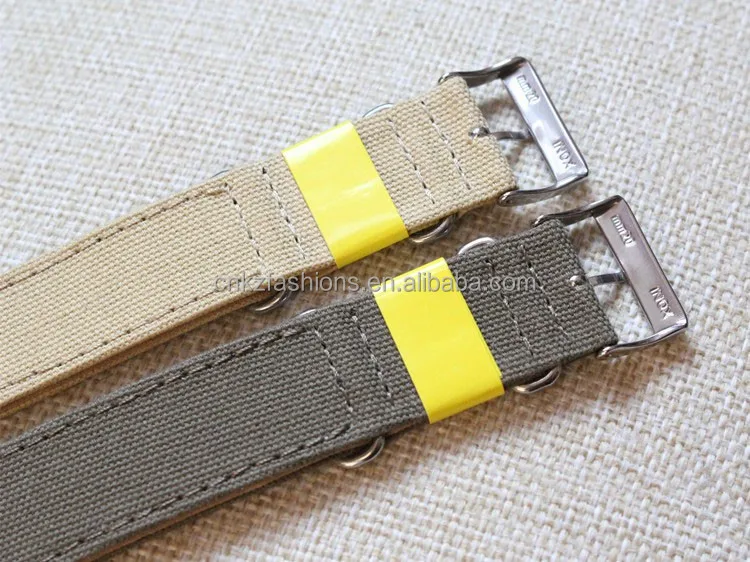High quality stylish army green and khaki canvas watch strap 20/22/24mm