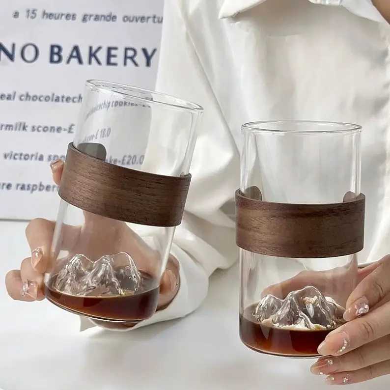 Retro Mountain Hanging Coffee Cup Windshield Washer Fluid Heat Insulation Cup Hand Punch Latte Tea Cold Drink Glass Cup