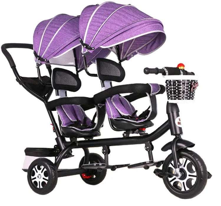 Оптовая продажа с фабрики в Китае, близнецов детский трехколесный велосипед с родитель pushbar для детей с двойным сидением и ходок 3 колеса велосипеда 2 места 4 в 1 детский трехколесный велосипед